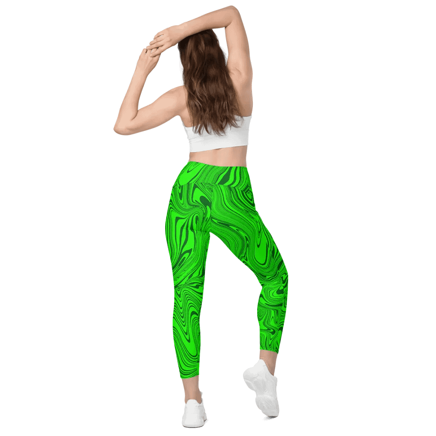 Leggings with Pockets - Abstract Green Swirls product image (6)