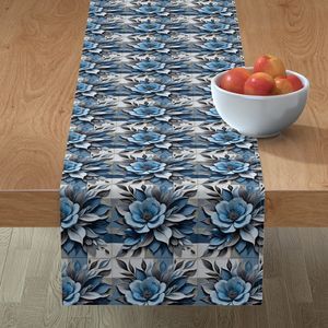 Seamless Pattern - Painted Floral Tile Pattern 3 in Shades of Blue and Gray product image (8)