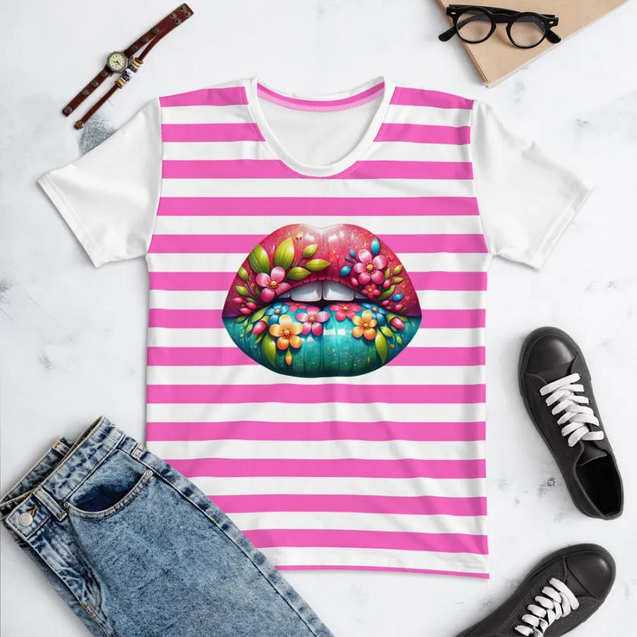 Blooming Lips Pink Stripped Tee product image (4)