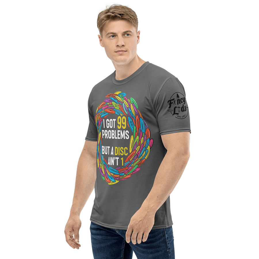 Fancy Lads Men's Grey T-Shirt "I Got 99 Problems But A Disc Ain't 1" product image (3)