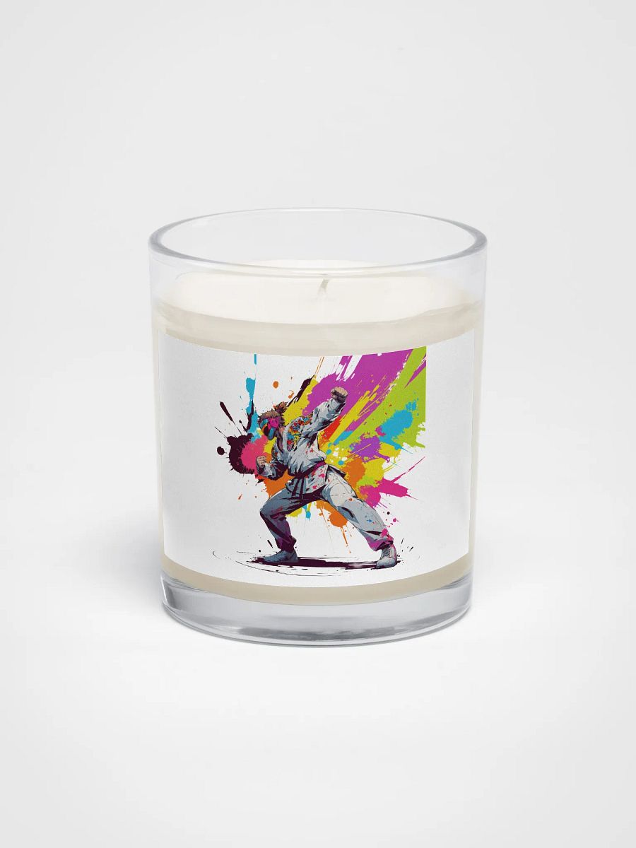 Soy Wax Candle In A Clear Glass Jar ( D_0144_Color Kick Taekwondo Boy of the Streets ) product image (1)