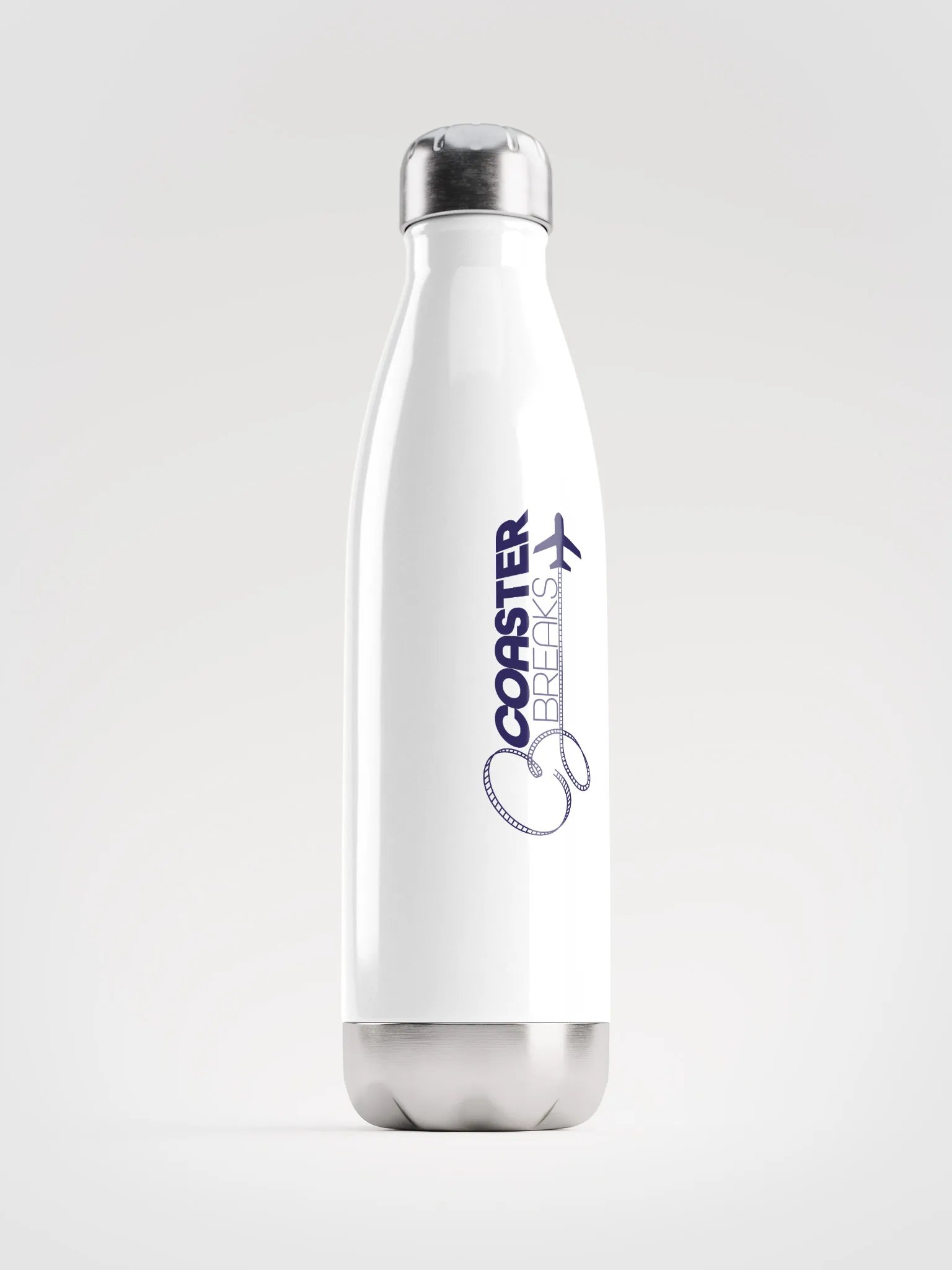 Coaster Breaks Stainless Steel Water Bottle - White & Navy product image (1)