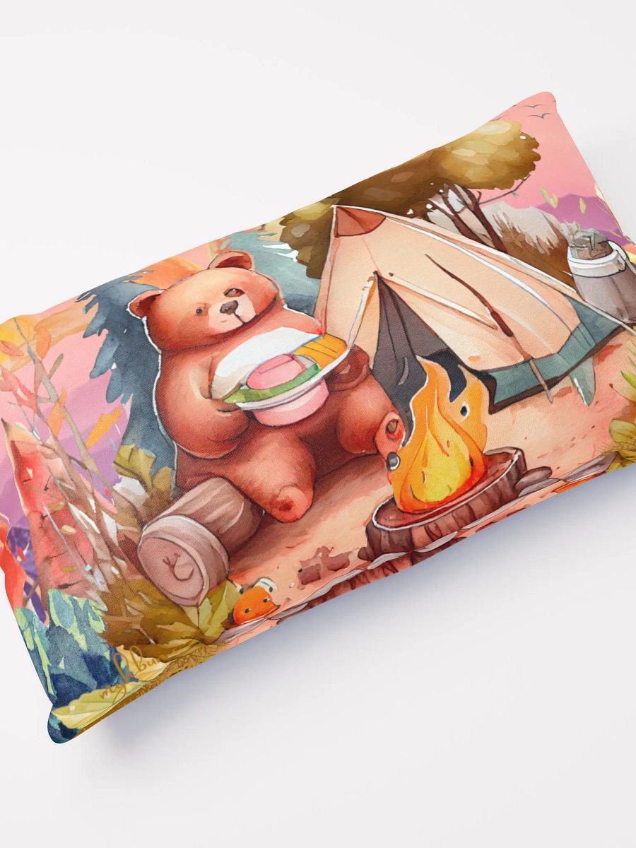 Camping Bear Throw Pillow | Jungle Campfire Scene | 3 Sizes Available product image (4)