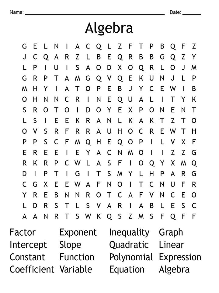 Printable Algebra Word Search – 16 Key Terms! product image (1)