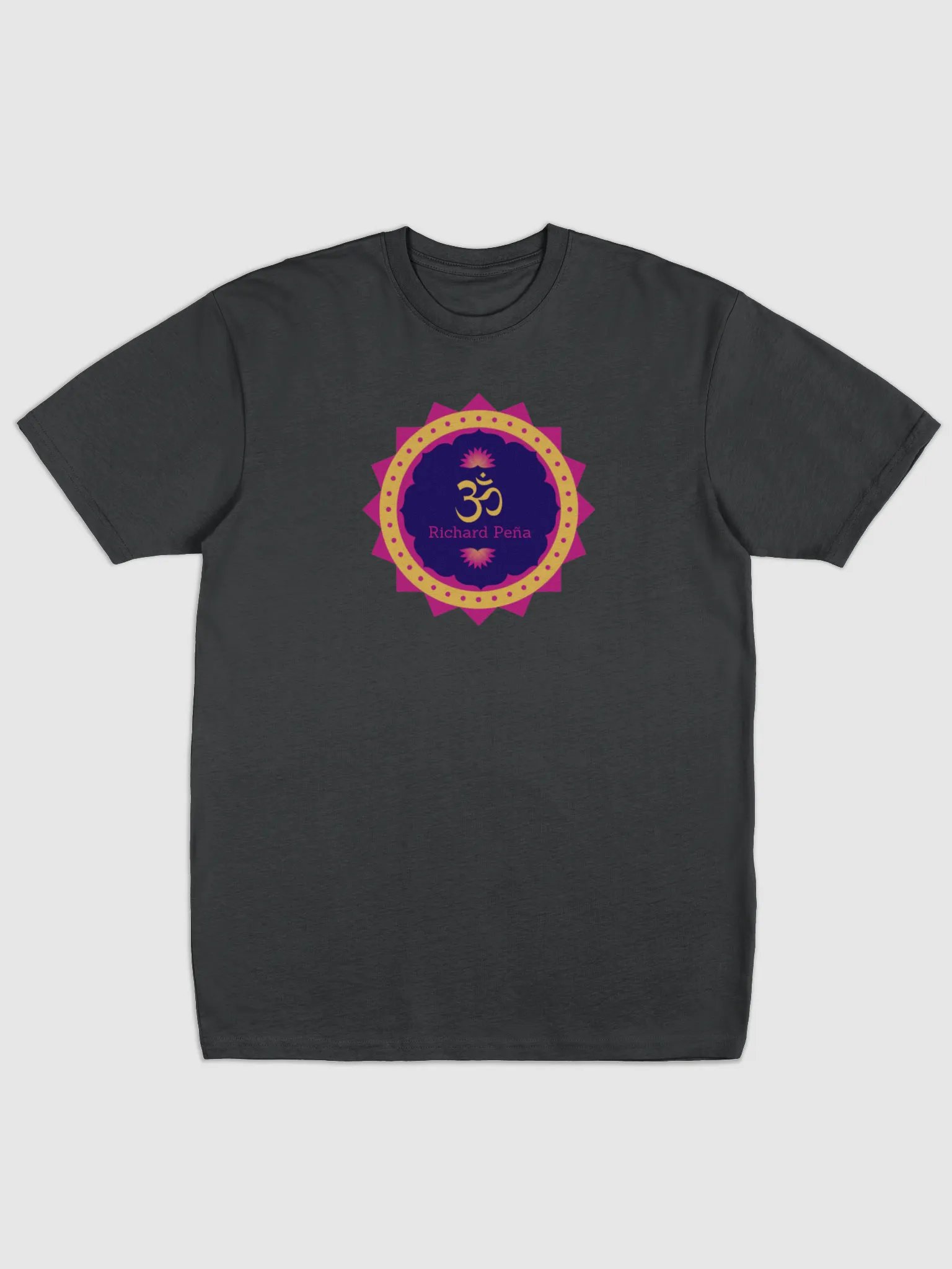 Yellow Om Richard Peña on black shirt product image (1)