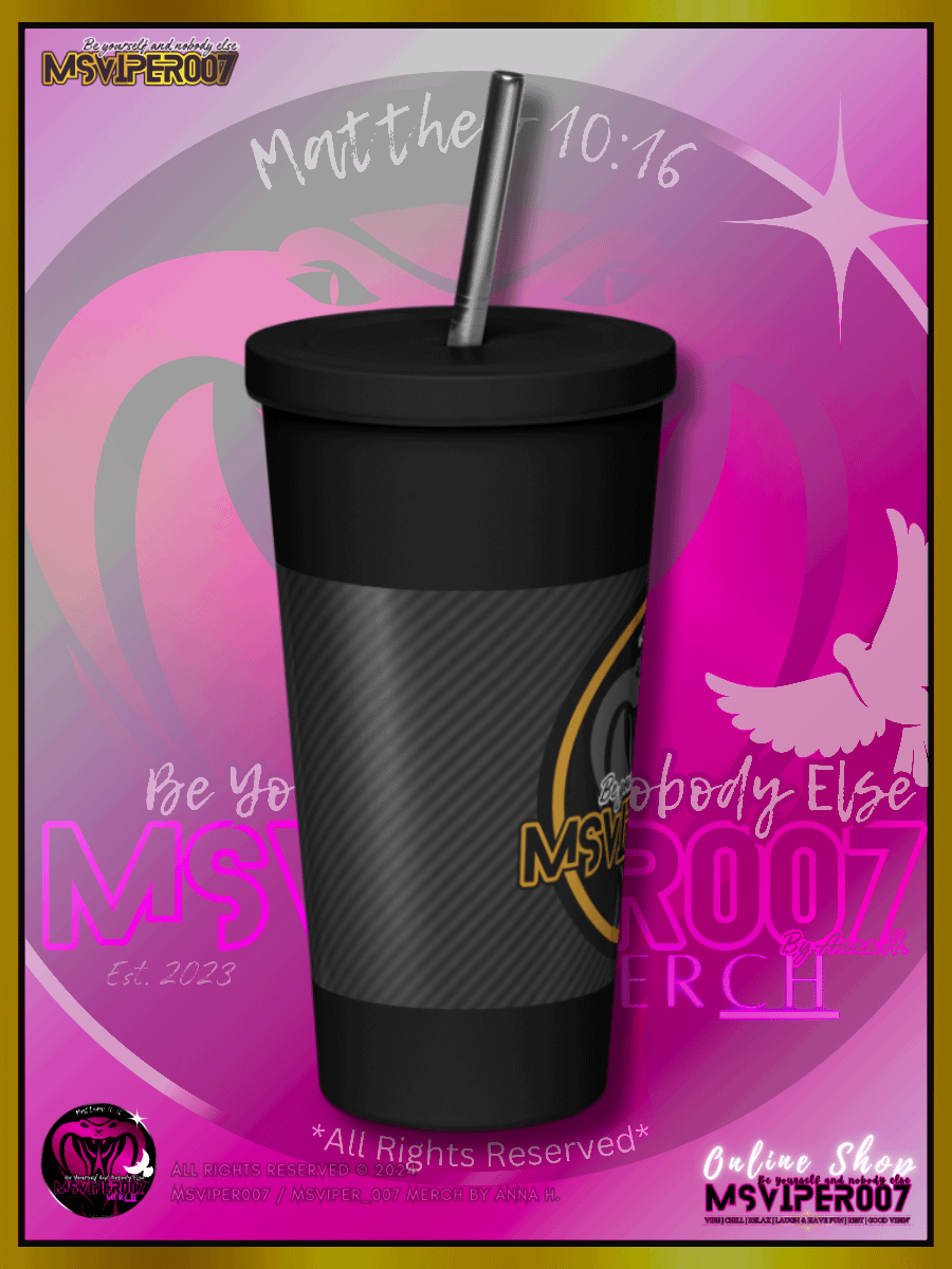 Tumbler - "MsViper_007™ Brand [gld-yllw/blk] - Support&Sport" Insulated Tumbler with a Straw By Anna H. product image (5)