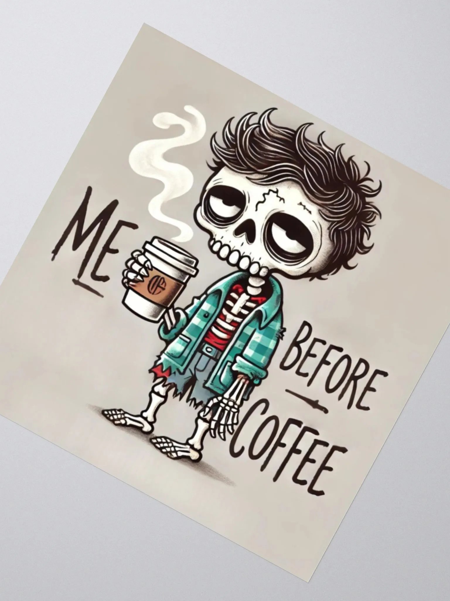 Me Before Coffee - Zombie Dude Kiss-Cut Sticker product image (5)