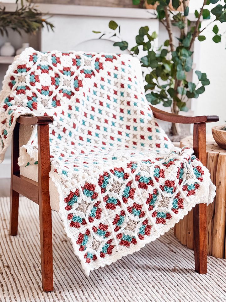 Windowpane Granny Stitch Crochet Blanket Pattern in 7 Sizes product image (1)