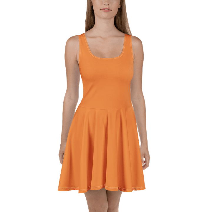 Halloween Pumpkin Orange Solid Color Fit and Flare Skater Dress product image (2)