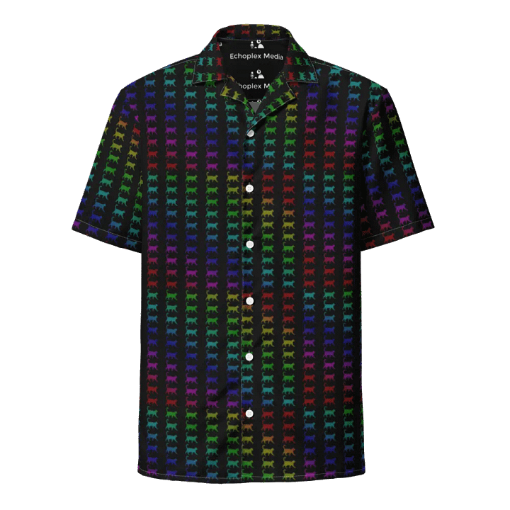 Caturday Stream Overlay Background Hawaiian Style Shirt - Black product image (1)