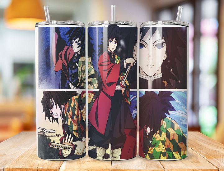 Giyu Tomioka 20 oz Stainless Steel Tumbler – Demon Slayer Water Hashira Design product image (1)