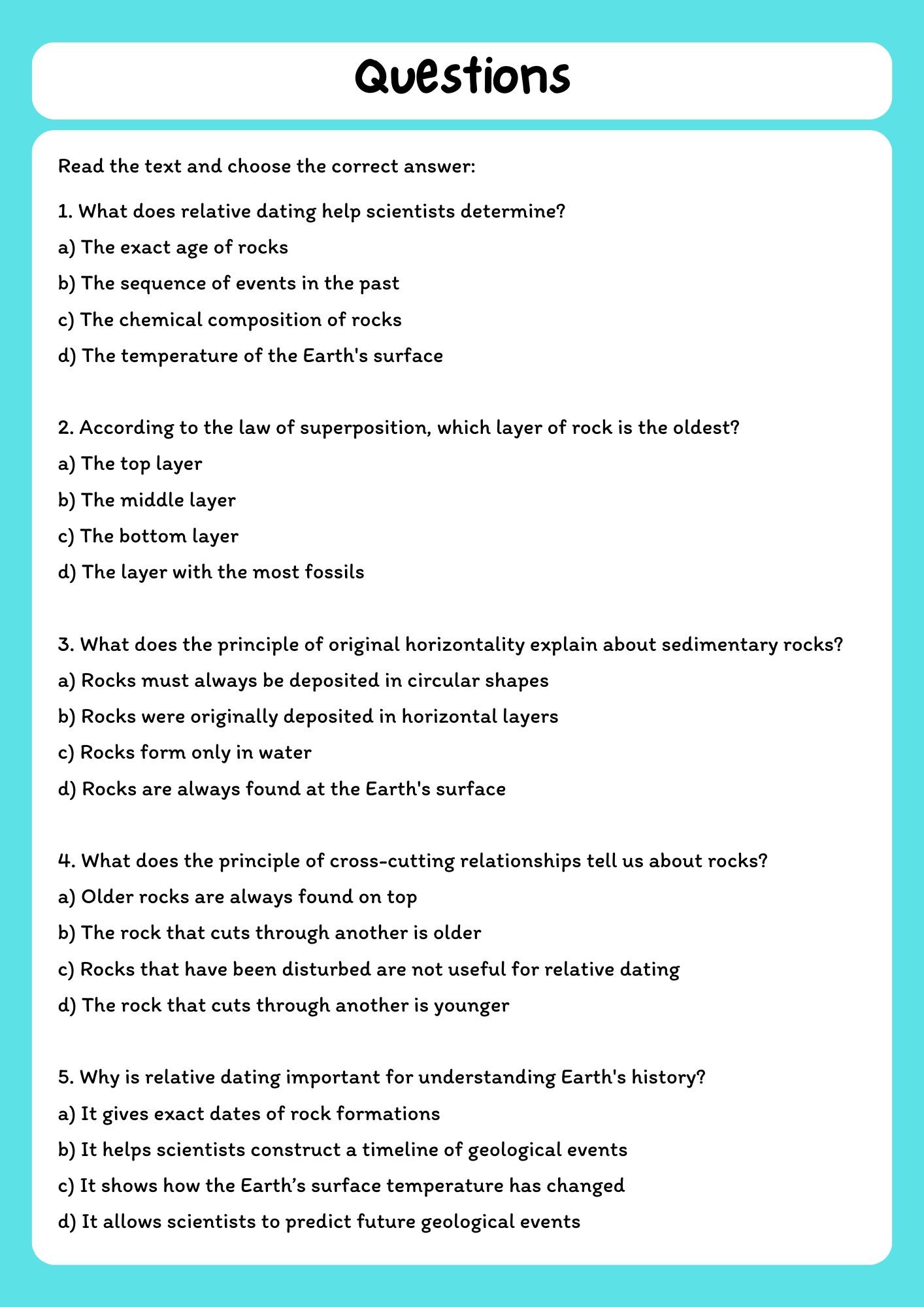 Relative Dating Reading Comprehension Passage with Multiple Choice Questions product image (2)