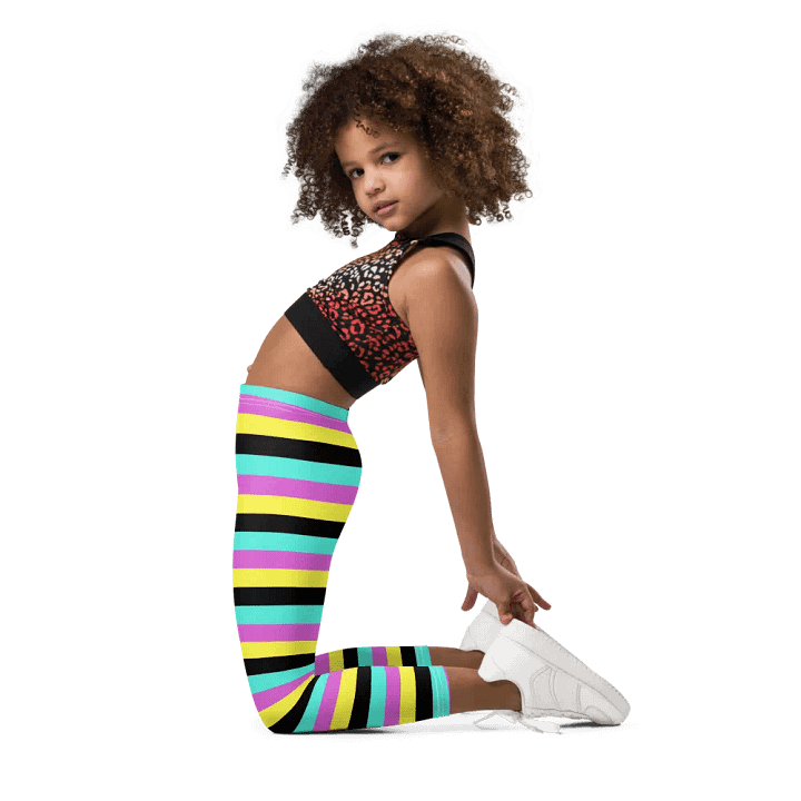 Colorful Spring Leggings for Girls with fun stripes, Leopard Collection product image (2)