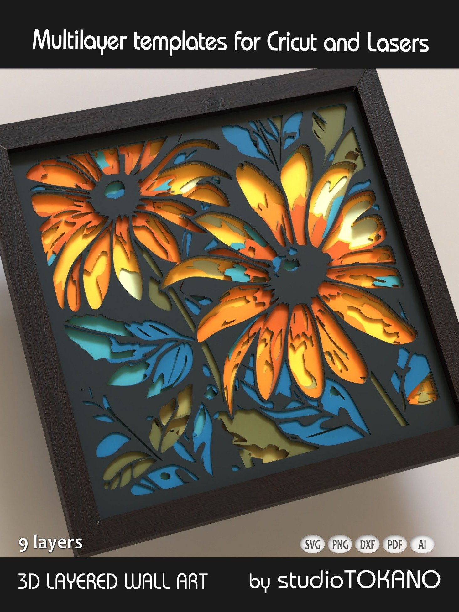 Sunflowers 3D SVG Cut File product image (6)
