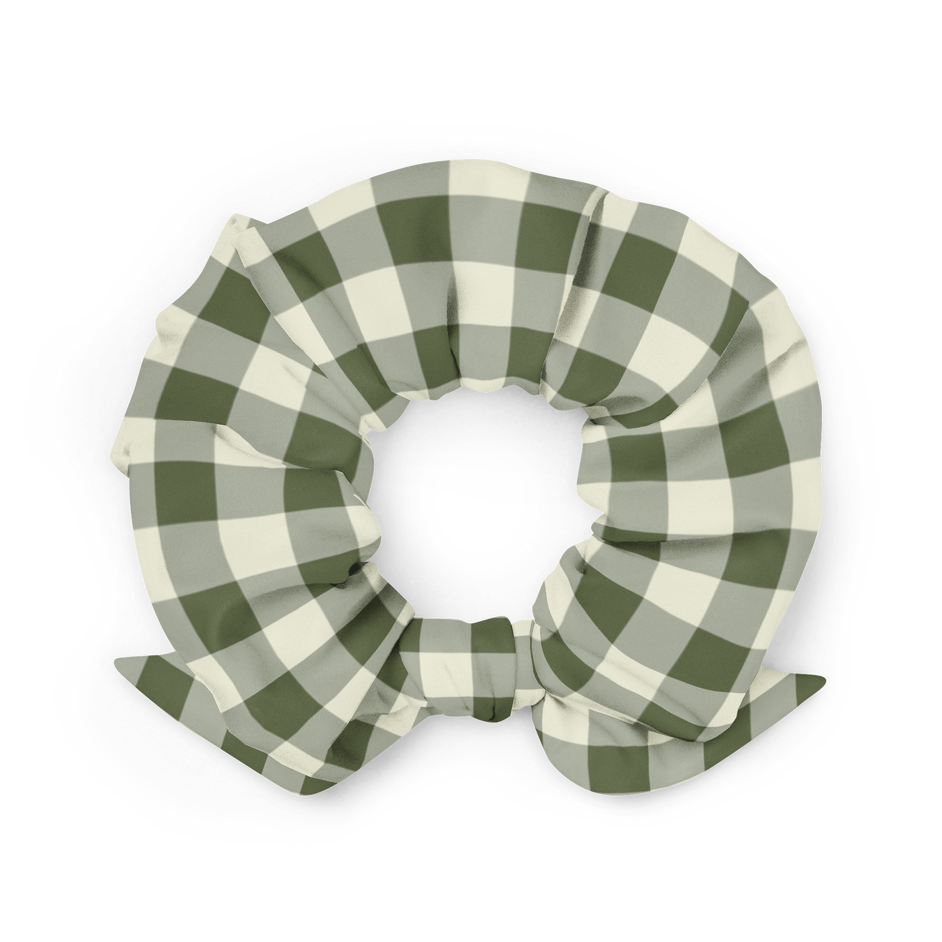 Green & Cream Gingham Scrunchie product image (4)