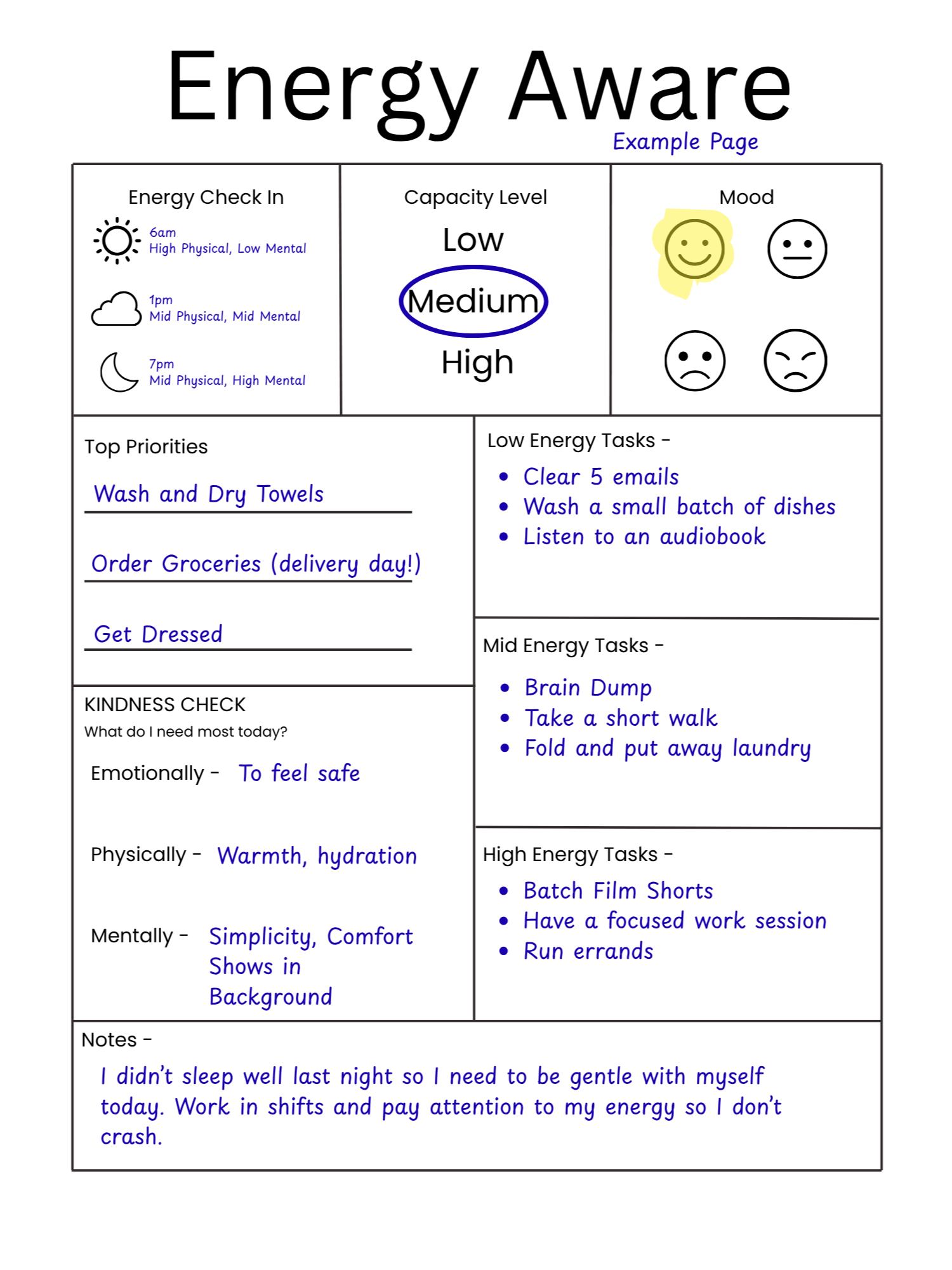Energy Aware Daily Planner Page product image (1)