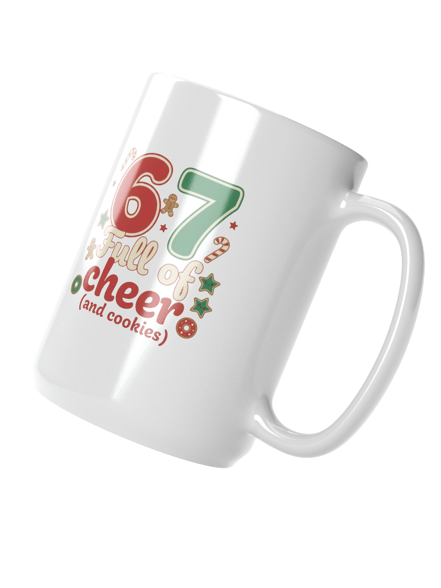 6 7 Full of Cheer and Cookies Mug, Funny Christmas, Holiday Humor Gift, Retro Festive product image (3)