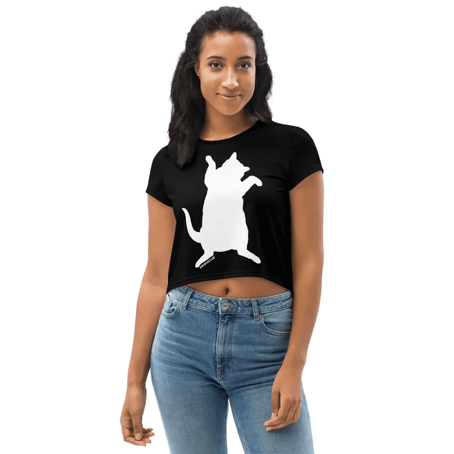 Dancing for Demeowcracy White Cat Silhouette Crop Tee product image (11)