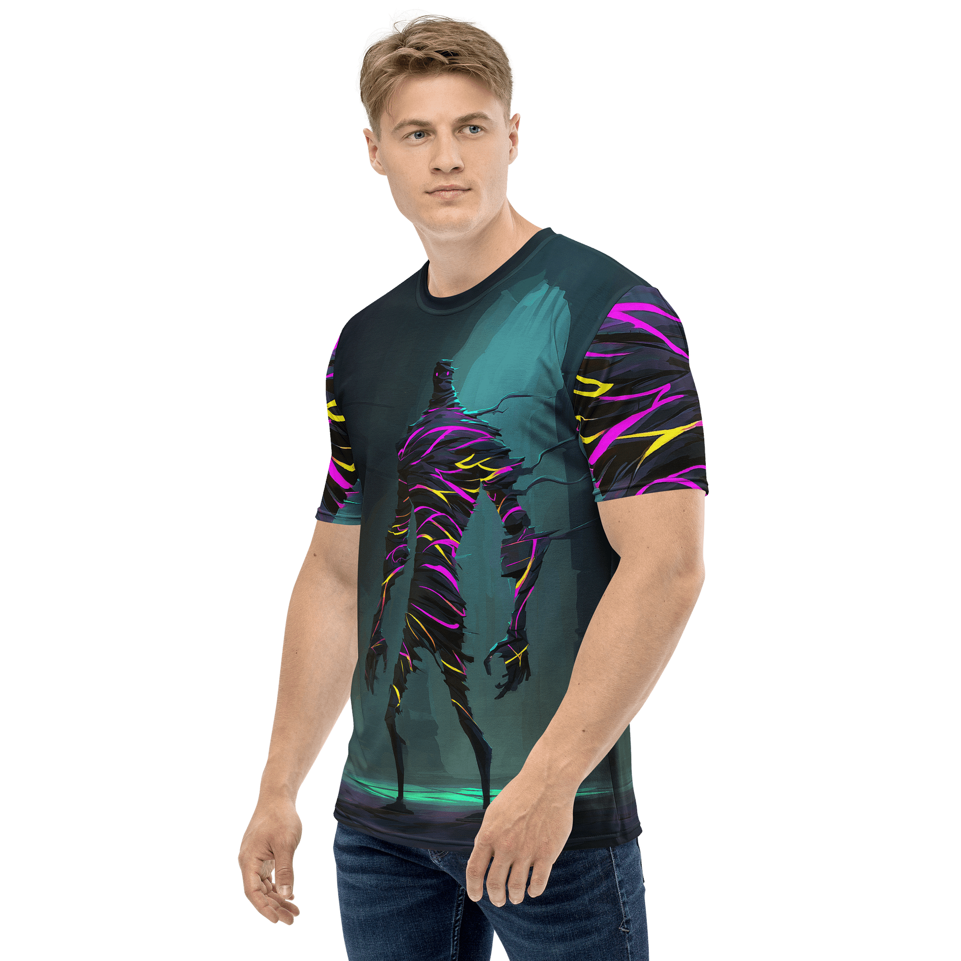 Neon Sentinel Men’s Graphic Tee product image (3)