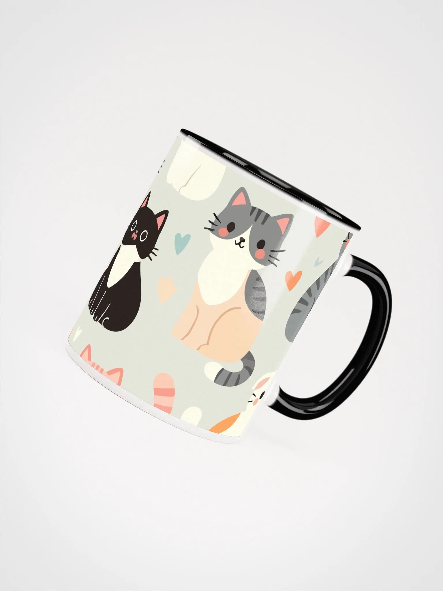 Pastel Cat Pattern Mug with Color Inside product image (4)