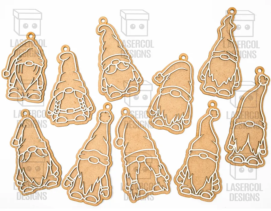 Gingerbread Gnomes Christmas Ornaments (10 Styles) - Laser Cut Files product image (7)
