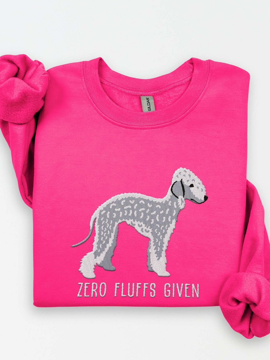 Zero Fluffs Given Sweatshirt (Embroidered) of a Bedlington Terrier(Blue) product image (1)