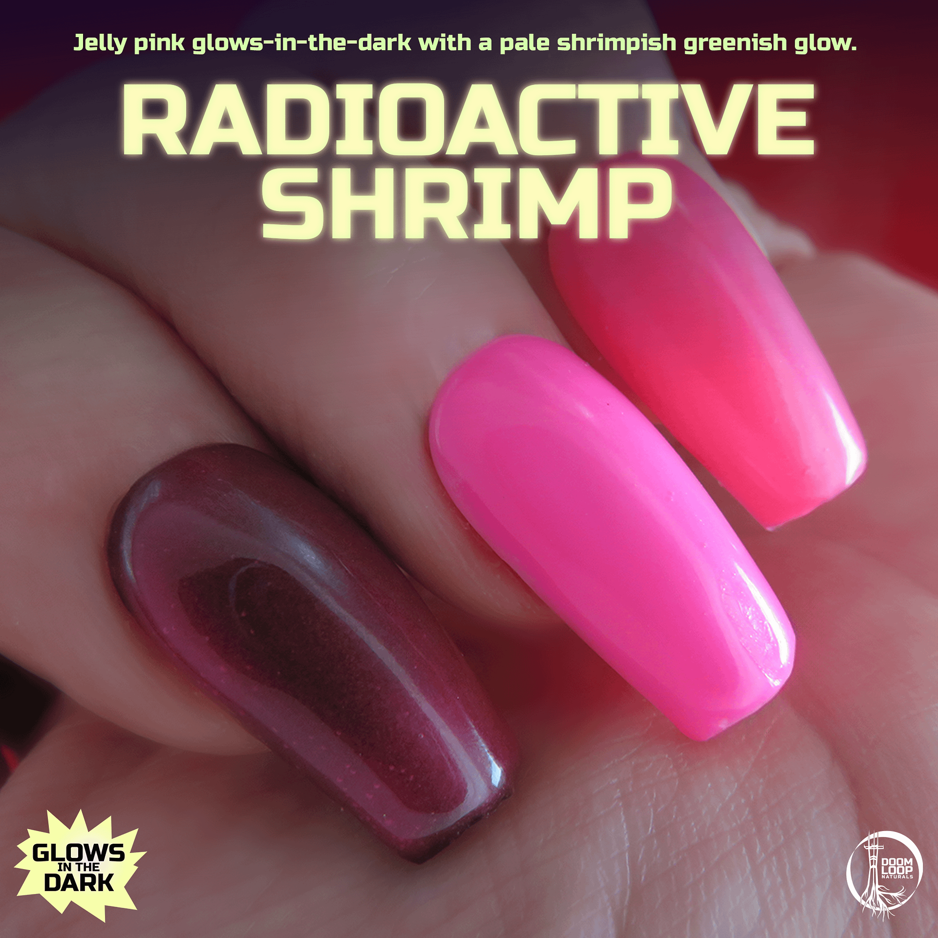RADIOACTIVE SHRIMP - Pink Jelly Glow-In-The-Dark Nail Polish product image (1)