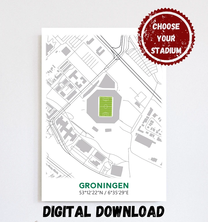 Groningen Stadium Map Design Digital Download product image (1)