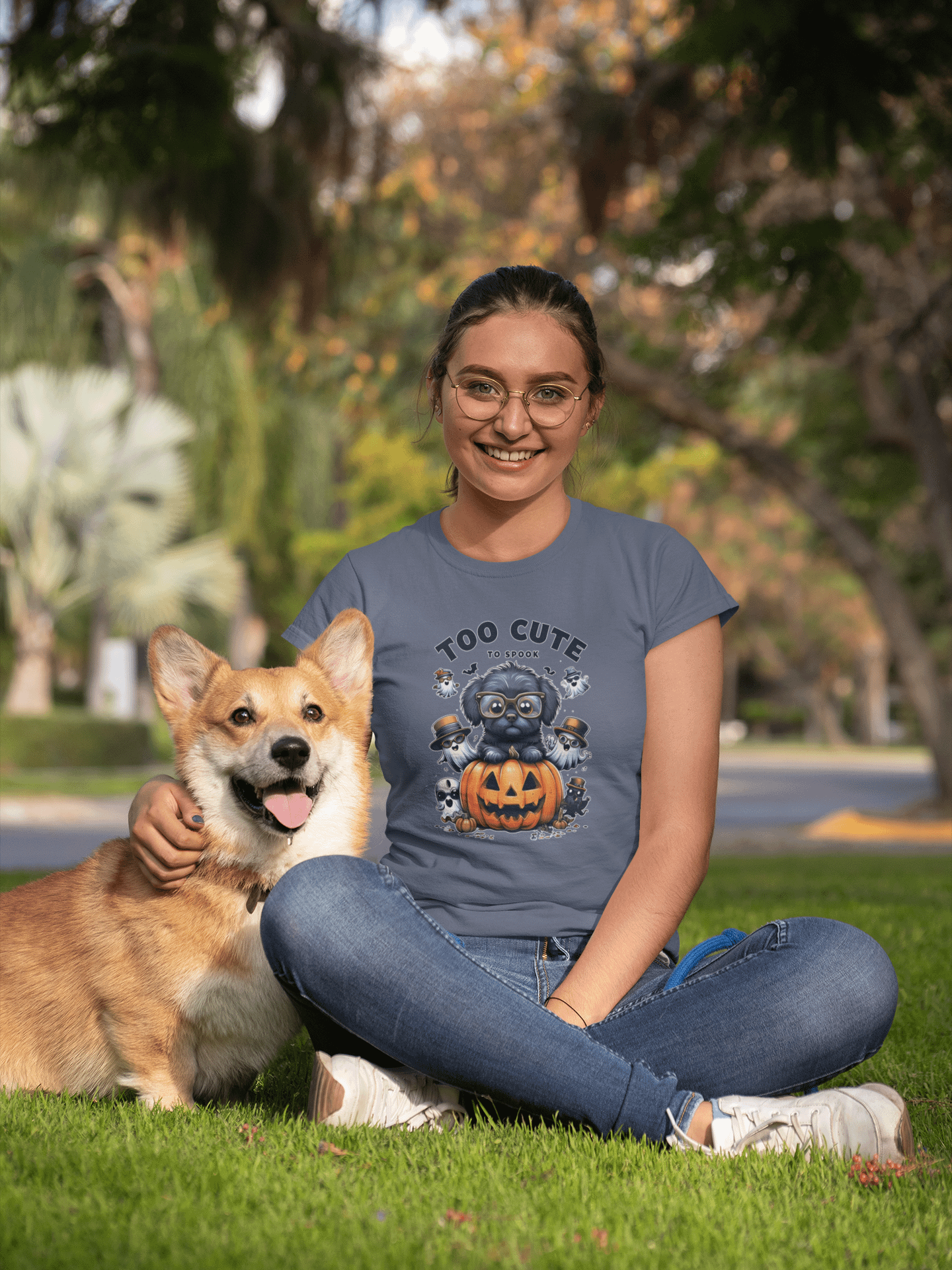 "Too Cute To Spook" Halloween Dog T-Shirt | Funny Puppy & Ghosts Graphic Tee product image (44)
