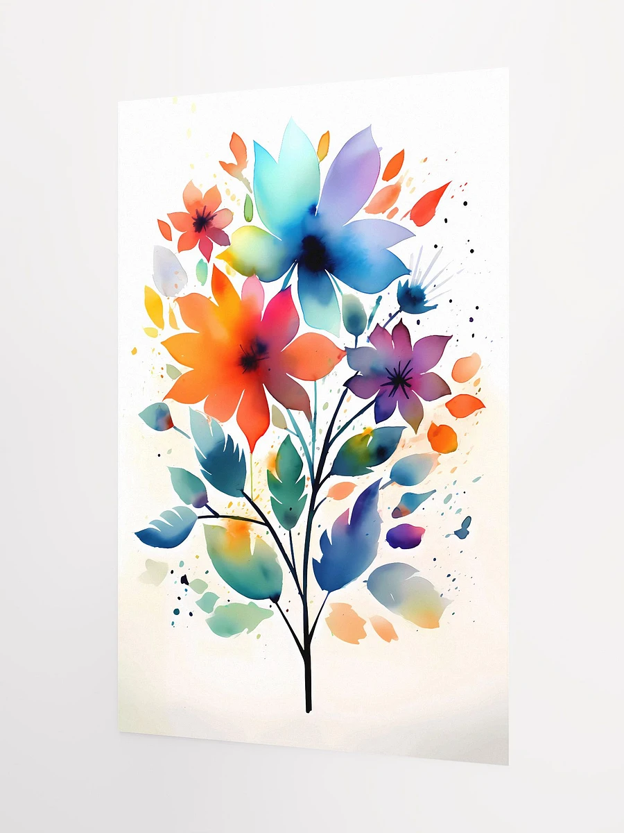 Vibrant Watercolor Blossoms - Cheerful Modern Floral Wall Art Matte Poster product image (5)