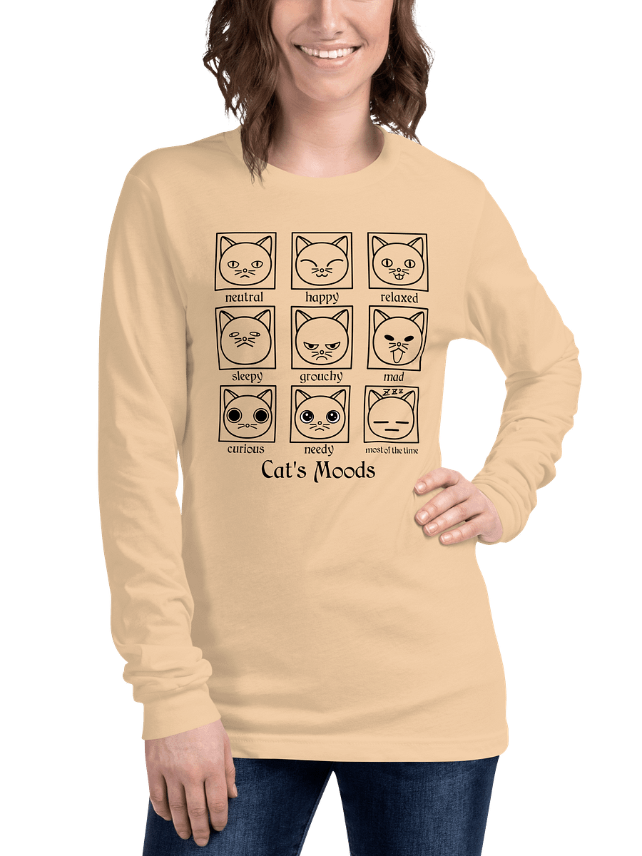 Cat's Moods Unisex Long Sleeve Tee, Black Print product image (3)