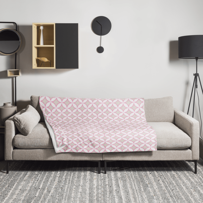 HAMPTONS CHIC - FRESH PINK BEIGE CIRCLES PLUSH BLANKET product image (5)