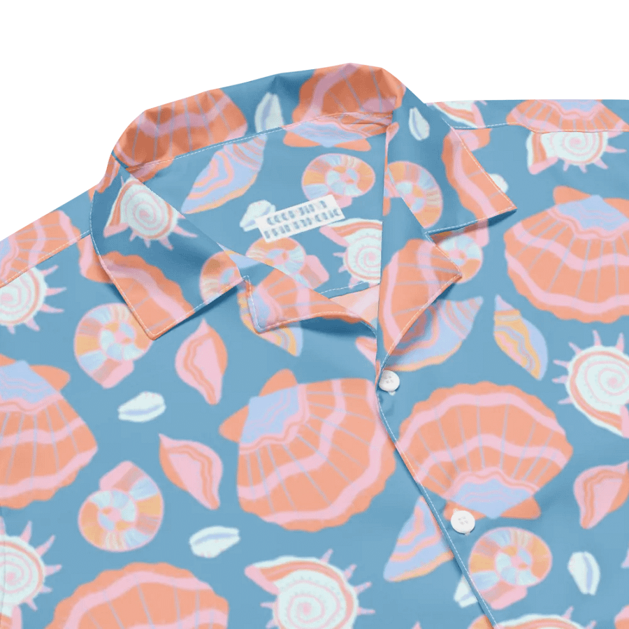 Retro Seashells Blue Hawaiian Shirt product image (5)