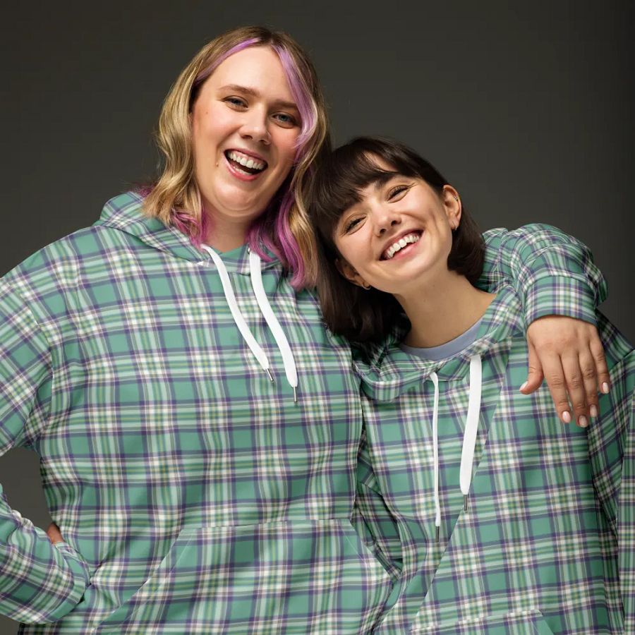 Light Green, Purple, and Yellow Plaid Hoodie product image (3)