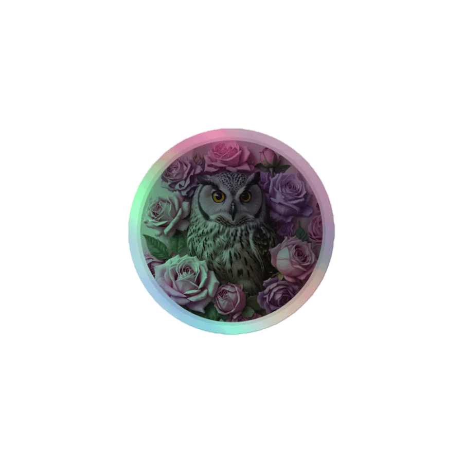 Mystical Owl and Roses Holographic Sticker Sheet product image (1)