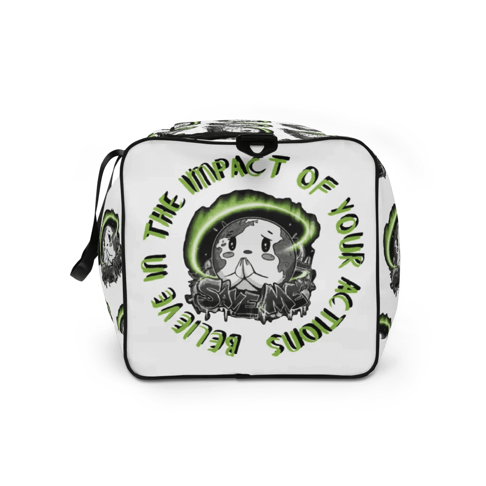 Save Me: A Plea from Planet Earth White Duffle Bag 🌍 product image (3)