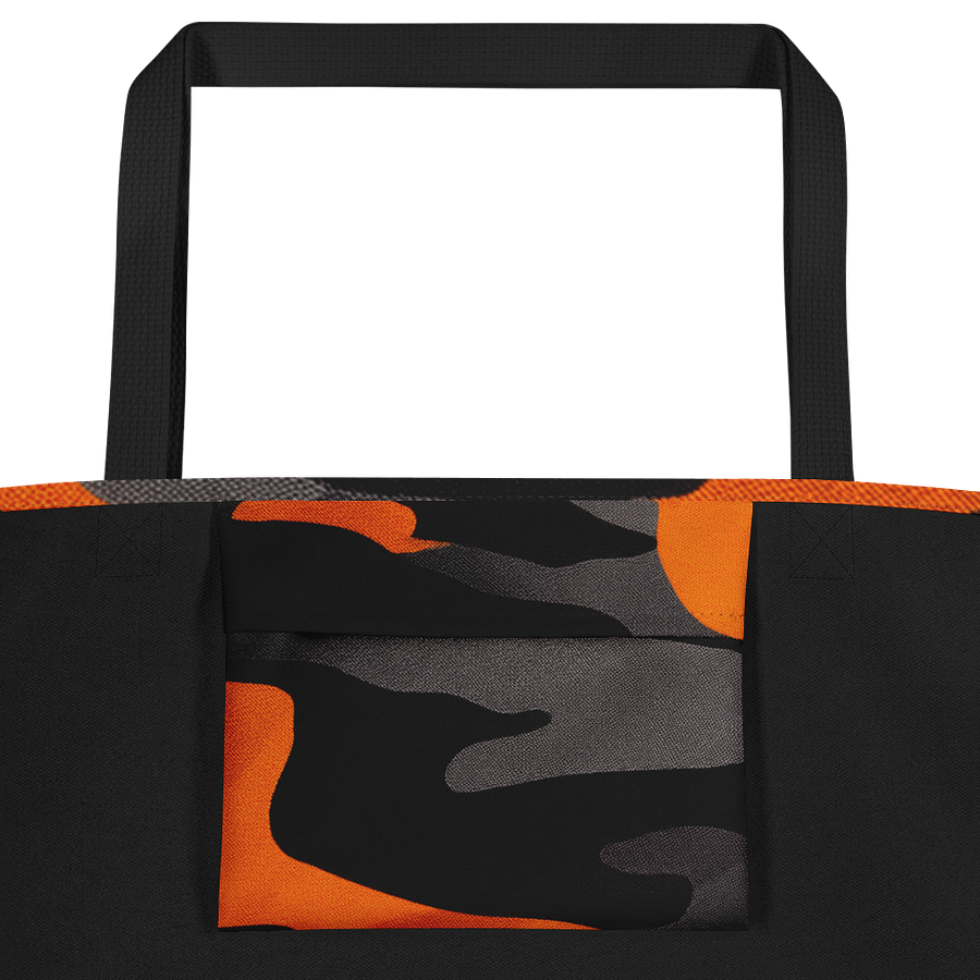 Large Tote Bag w/Pocket black and orange camo product image (2)