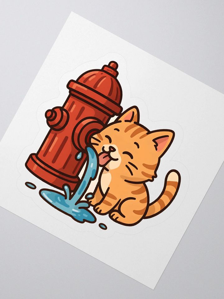 cat that likes water sticker product image (6)