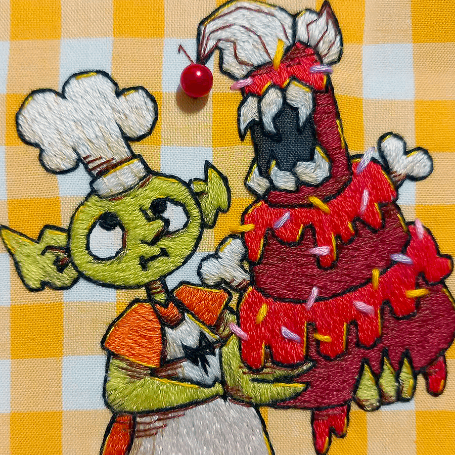 Silly Goblin Baker Embroidery Print product image (1)