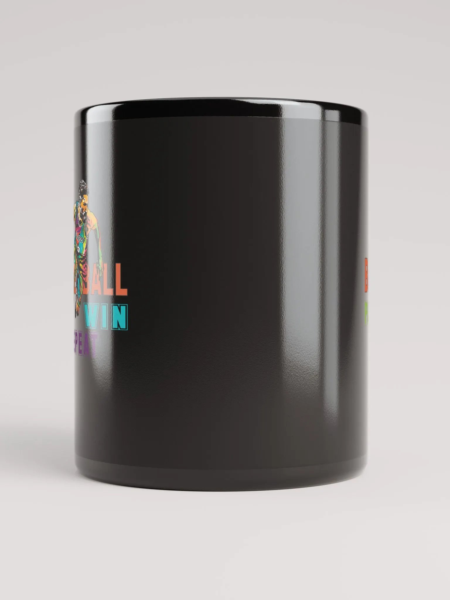 Basketball Play Win Repeat Black Mug product image (10)