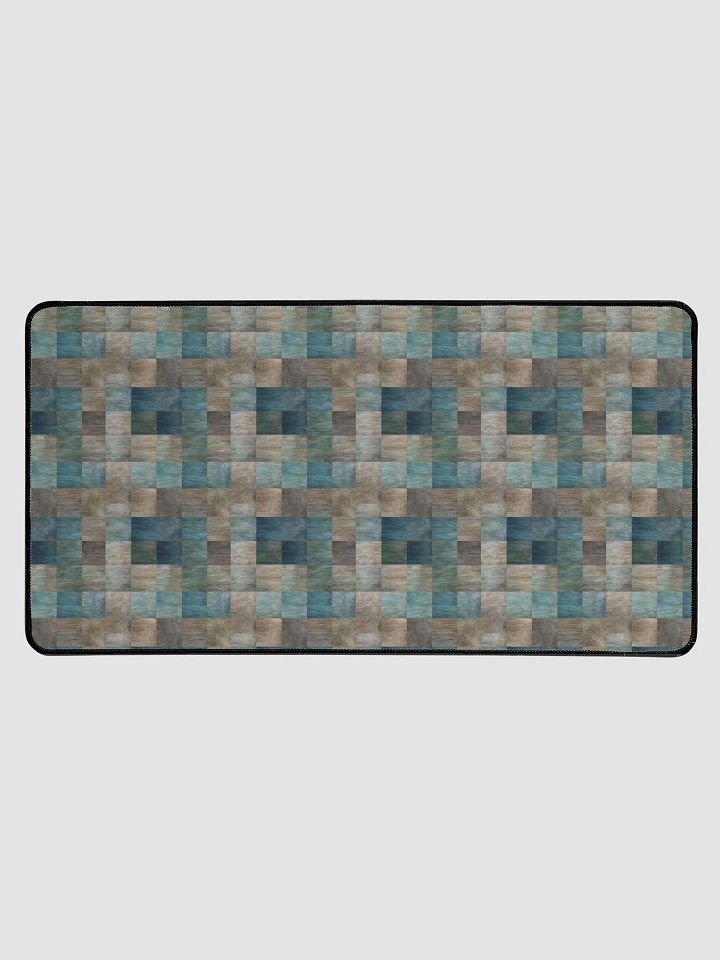 Desk Mat (31.5x15.5 inches) - Checkered Pattern in Blues, Greens, and Browns product image (1)