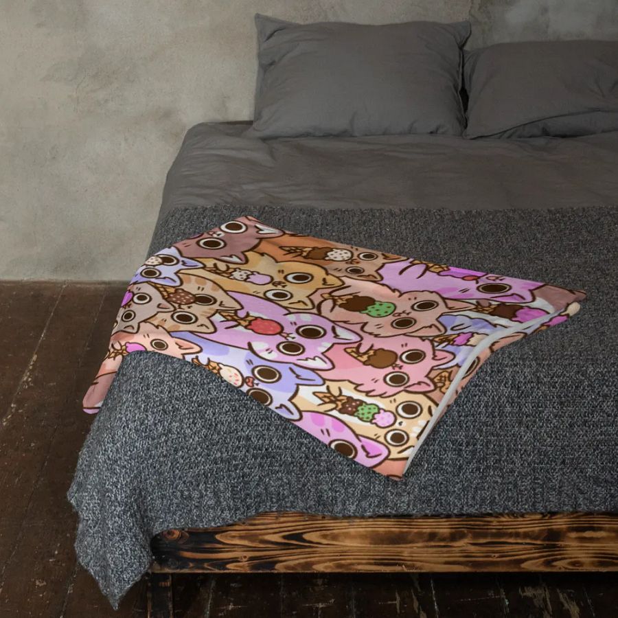 Whimsical Ice Cream Cat Party Throw Blanket product image (11)