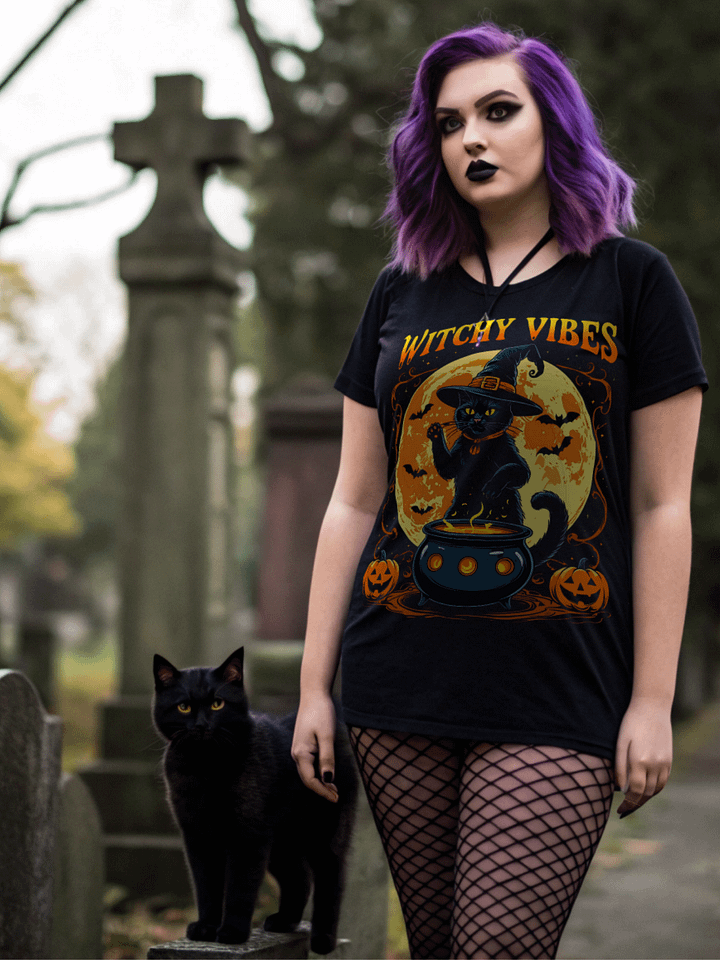 Witchy Vibes Black Cat T-Shirt product image (1)