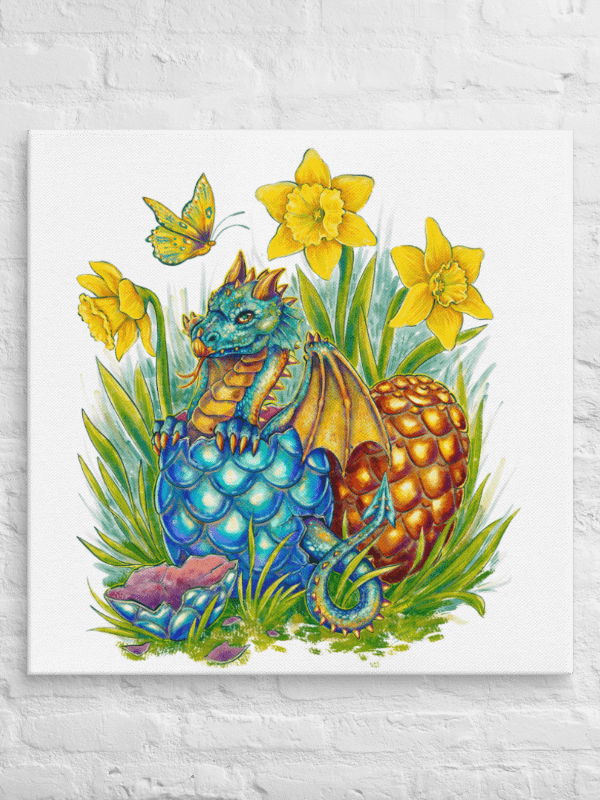 Spring Dragon Hatchling – Hand-Drawn Art on Canvas product image (1)