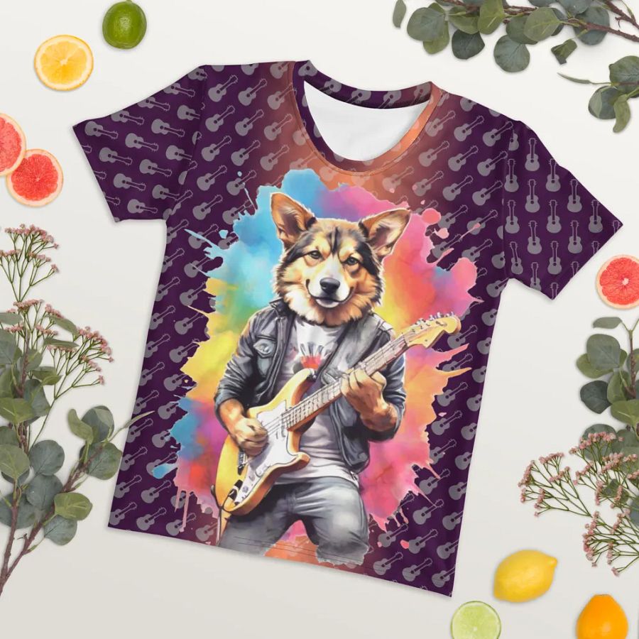 Cool Dog Play Guitar All Over Print T-shirt product image (7)