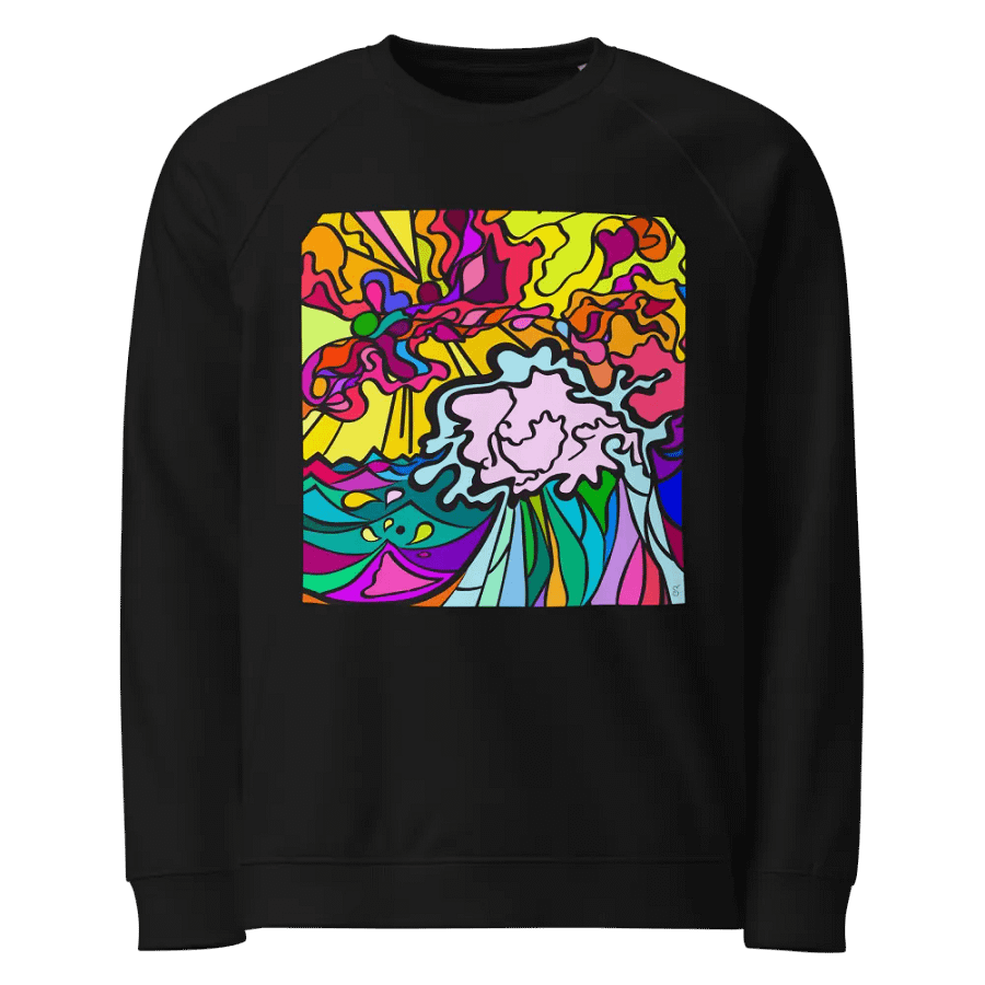 Vibrant Mosaic Raglan Sweatshirt - Wave at Sunset product image (1)