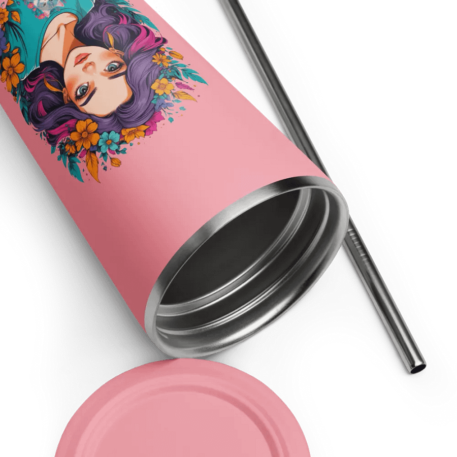 Bloomcore Flower Girl 20 oz Tumbler Cup - Pink - Insulated Tumbler with a Straw - v2 product image (9)