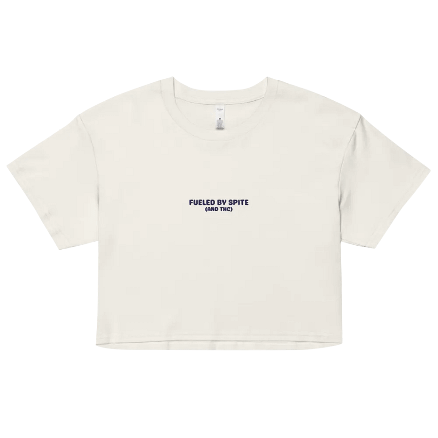 FUELED BY SPITE (navy thread) embroidered cotton crop top product image (7)