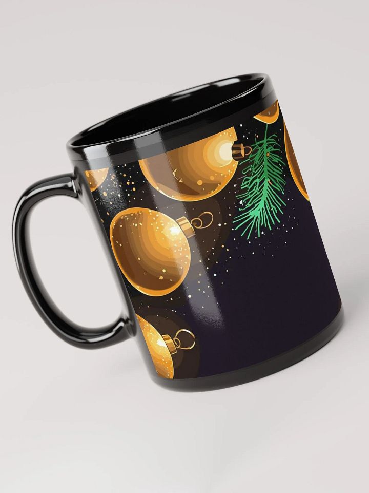 Golden Christmas Ornaments Black Glossy Mug product image (1)