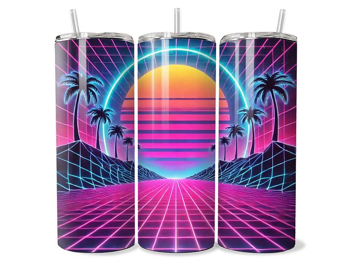 Retro Neon Sunset Tumbler - 20oz Stainless Steel product image (1)